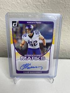 lot 321 image: Chad Greenway Autographed 2016 Donruss Signature Marks Minnesota Vikings Football Card M