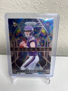 lot 322 image: 2023 J.J. McCarthy Panini Prizm Prizmatic Football Vikings Rookie Card #8 M