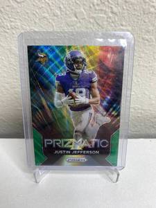 lot 323 image: Justin Jefferson Prizmatic Football Card Minnesota Vikings #16 M