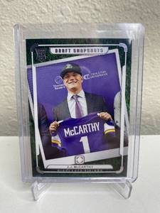 lot 339 image: 2024 Panini Photogenics J.J. McCarthy Minnesota Vikings Draft Snapshots Rookie Trading Card