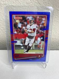 lot 345 image: Tom Brady 2020 Donruss Blue Press Proof Tampa Bay Bucs Football Card M