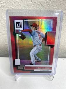 lot 351 image: Shohei Ohtani 2022 Donruss Red MLB Baseball Trading Card - Los Angeles Angels M