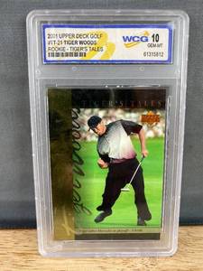 lot 13 image: 2001 Upper Deck Golf Tiger Woods Rookie Tiger Tales Card TT21 GEM-MT 10 T