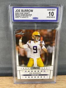 lot 15 image: 2020 Leaf Draft Joe Burrow Star Rookie Card Gem Mint 10 T