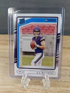 lot 82 image: 2024 Panini Donruss J.J. McCarthy Minnesota Vikings Rated Rookie Trading Card T