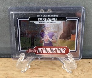 lot 42D image: 2024 Panini J.J. McCarthy NFL Rookie Premiere Purple Preview Vikings Card T