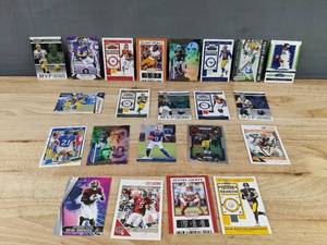 lot 745 image: Collection of 22 NFL Football Cards Featuring Wilson, Hill, Thielen, Rodgers and more T