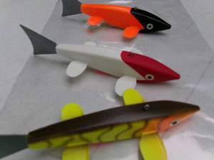 lot 49 image: 3 Bruell Spearing Decoys (NOS)