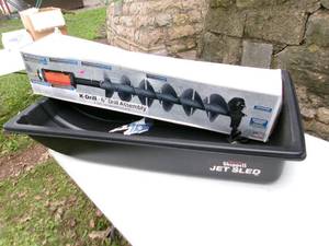 lot 102 image: K-Drill 6 Ice Auger & Eagleclaw Jet Sled (NOS)