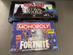 lot 18 image: Pair of Monopoly Board Games Fortnite and Star Wars Editions (USED)