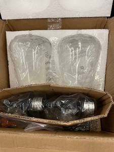 lot 30 image: Set of 2 Black Metal and Glass Wall Lamps YJSX325-B