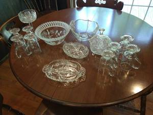 lot 19 image: Beautiful Cut Glass Bowls, Dishes, Vase Mikasa, Princess House, Etc