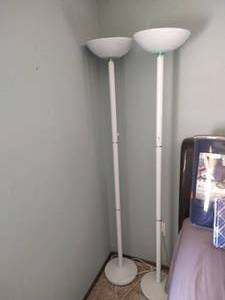 lot 58 image: Two Tall Metal White Lamps