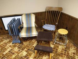 lot 73 image: Chairs, Stool, Kneeling Office Chair, Tv Trays
