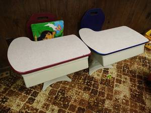 lot 79 image: Two Metal StaPut Kindergarten Desks