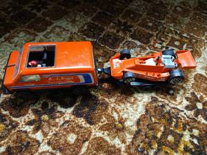 lot 85 image: Vintage A. J. Foyte Tonka Racing Set w Van  Driver, Trailor & Race Car  Driver
