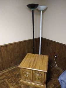 lot 108 image: Two Tall Floor Lamps & Side Table