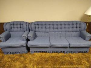 lot 110 image: Blue Sofa & Occasional Chair