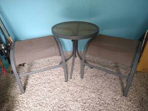 lot 168 image: Patio Table & Two Stools
