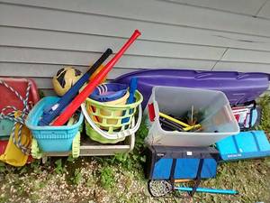 lot 223 image: Outdoor Games, Toys, Badminton, Sled, Swing, Ladder Ball, Etc