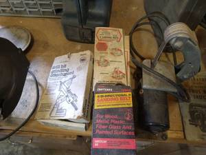 lot 291 image: Grinder Attachment, Drill Bit, Sanding Drum Kit, Sanding Belts
