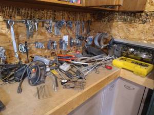 lot 300 image: Corner Counter of Misc Home Hardware, Tools, Etc