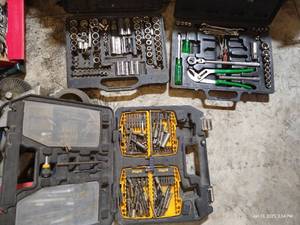 lot 329 image: Three Sets of Wrenches, Socket & Drill Bits