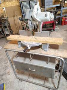 lot 397 image: Miter Saw w Table & Contents