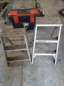lot 439 image: Metal & Wood Step Ladders