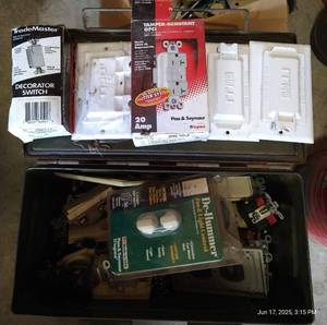 lot 563 image: Ammo Box of Switches, Outlets, Outlet Covers