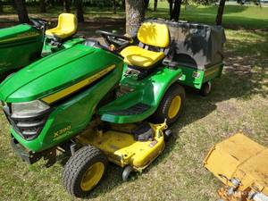 2022 John Deere X390 Lawn Tractor With Trailer & Collector