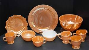 lot 526 image: Fire-King Peach Lusterware