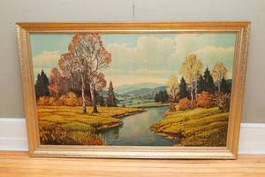 lot 541 image: Western Vista by Alex Dzigurski  Large Framed Artwork, 44 x 28