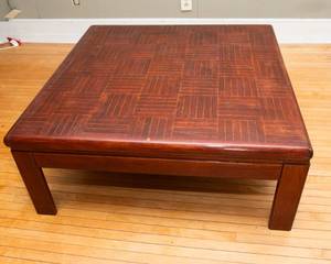 lot 540 image: Vintage Parquet Wooden Veneer Coffee Table  Large and Stylish