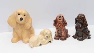 lot 546 image: Vintage Handpainted Ceramic Puppies - Set of Four