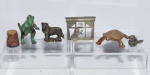 lot 581 image: Brass and Pewter Miniature Figurines
