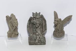 lot 592 image: Set of Three Cement Gargoyles