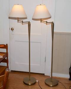 lot 686 image: Gold Tone Reading Lamps - Set of Two
