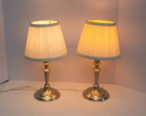 lot 755 image: Two Matching Silver-Toned Table Lamps