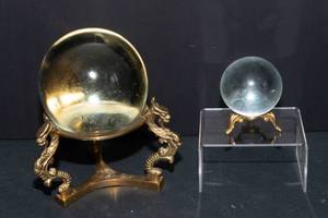 lot 767 image: Two Decorative Glass Balls on Stands