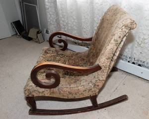 lot 724 image: Antique  Mahogany Rocking Chair - Likely A Statesville Tall Back Rocking Chair