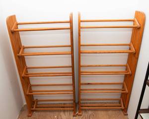 lot 800 image: Set of Two Tall Sturdy Shoe Racks made of Wood (47 x 24 x 8 each)
