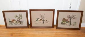 lot 811 image: Three Framed Cross Stitch Wall Art (15 x 12 each)