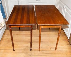 lot 802 image: Set of Two Vintage Collapsible Tables Made of Solid Wood (36 x 18 x 26 each)
