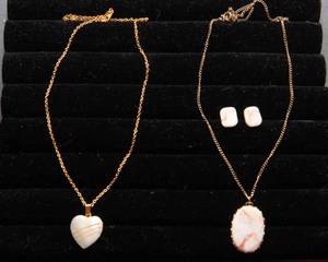 lot 774 image: Heart Necklace and Stone Necklace with Matching Earrings