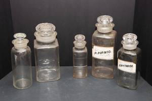 lot 824 image: Set of Five Antique Glass Apothecary Jars