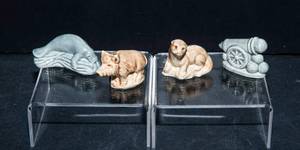lot 880 image: A Set of Four Mini Collectable Porecelain  Wade Whimsies Figurines