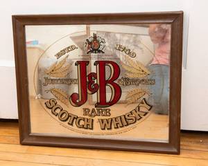 lot 894 image: Vintage J&B Rare Scotch Whiskey Mirror (17.75 x14.75)