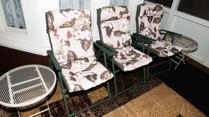 lot 518 image: Patio Furniture - Three Chairs and Two Side Tables