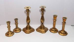lot 479 image: 6 Beautiful Brass Candlesticks